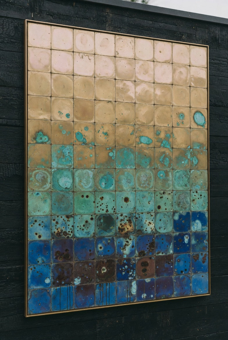Bleu Nocturne blue patinated brass artwork