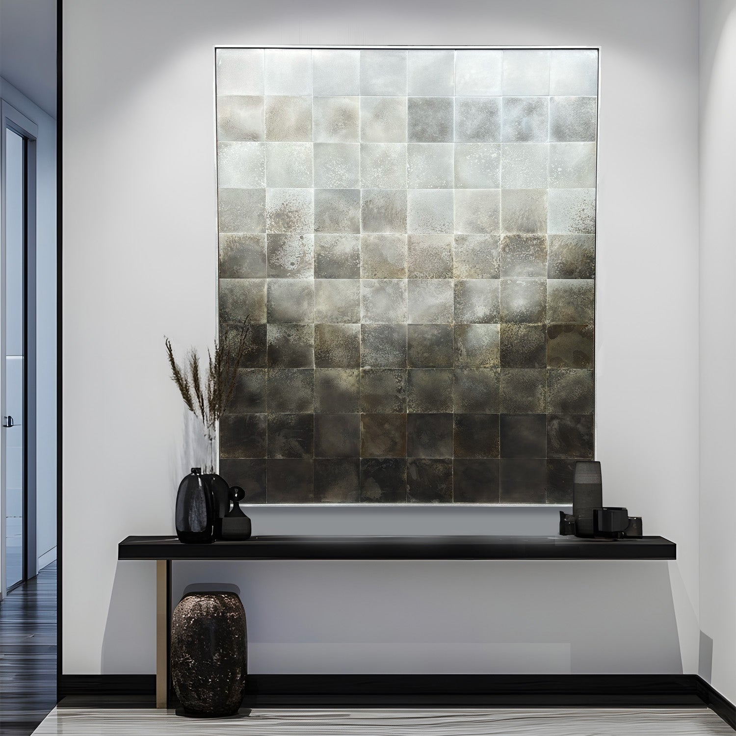 Argent Brûlé patinated metal artwork in an interior setting